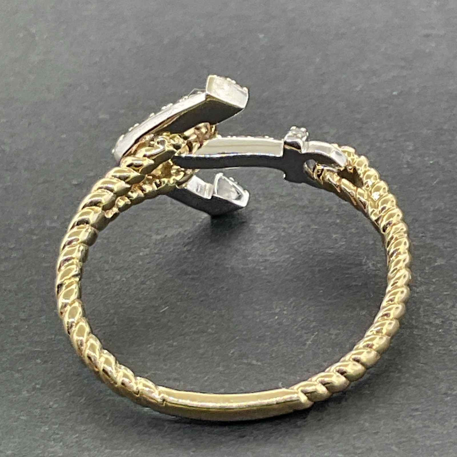 EFFY 14K Yellow Gold Diamond East West Anchor Ring Size 7.25