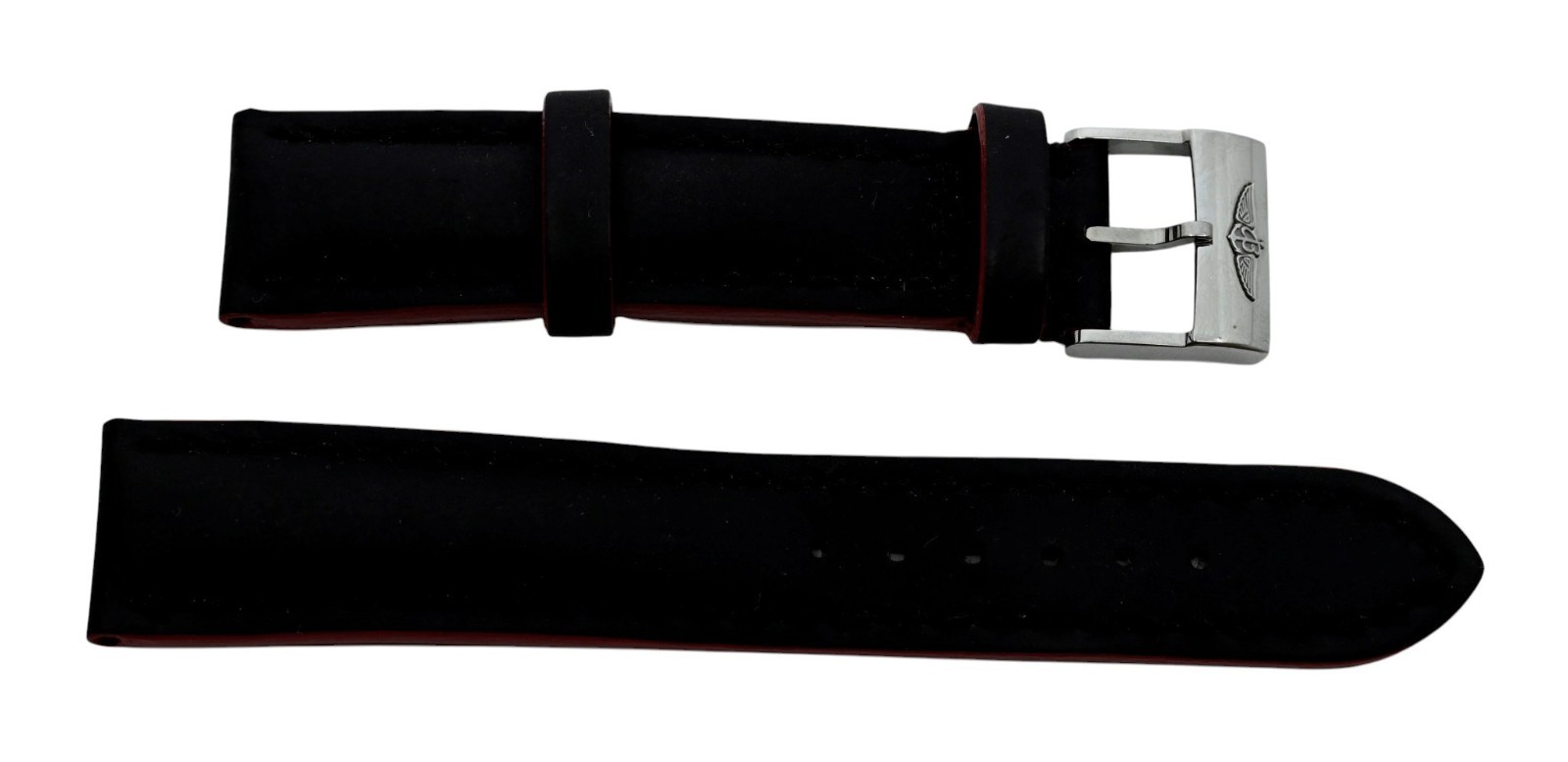 Original Breitling 20m Black/ Red Rubber Watch Band Strap with Buckle 224X A18BA