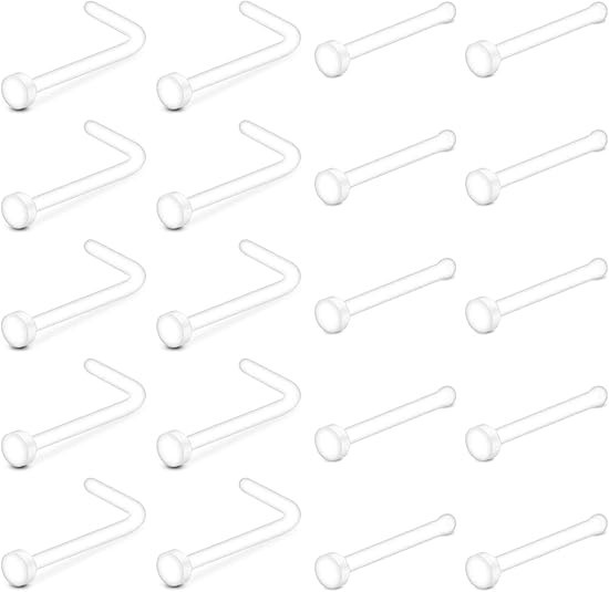 Longita Clear Nose Studs Clear Nose Rings for Work Clear Nose Piercing Plastics