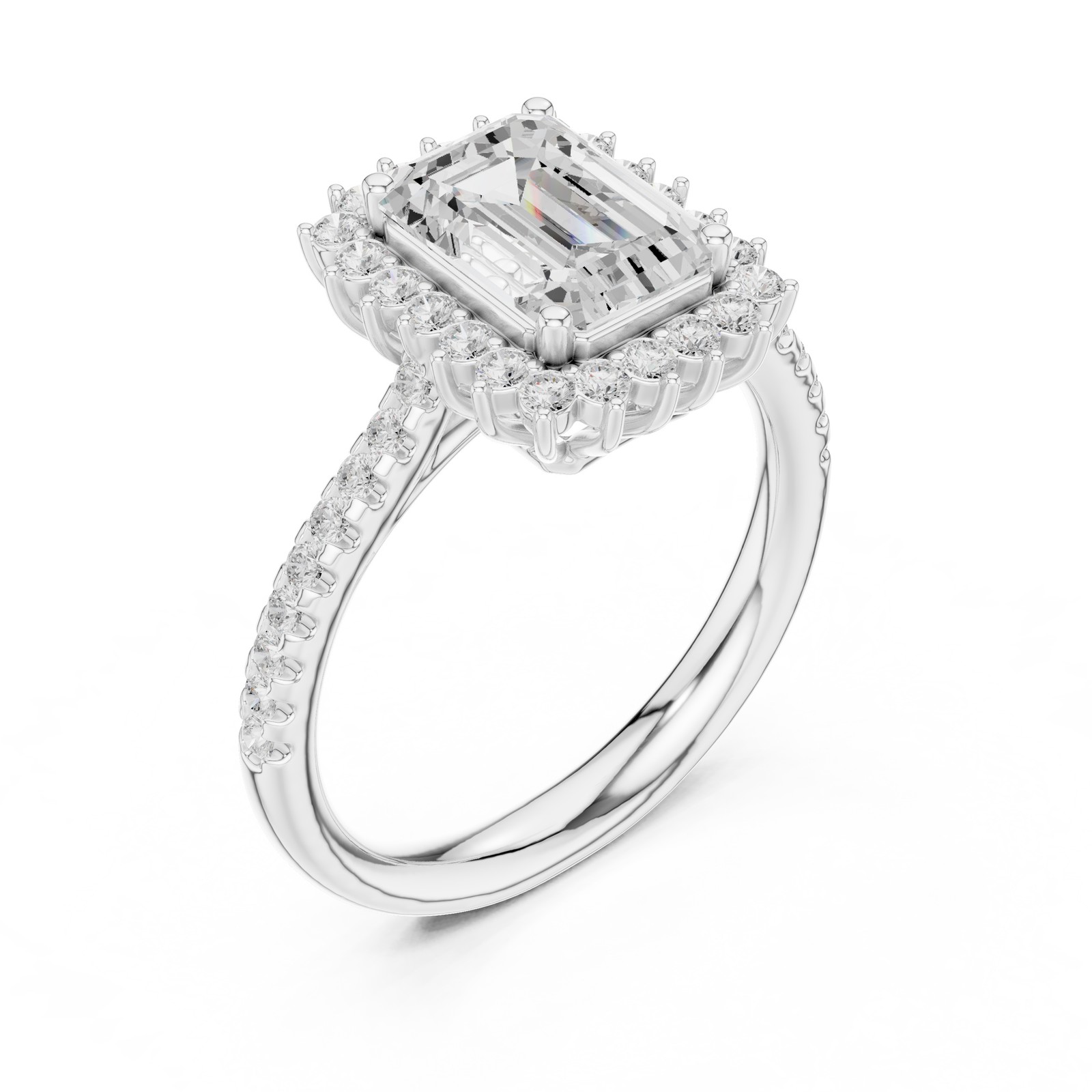 Certified Emerald Cut 2.3 Ct Lab Grown Diamond Engagement Ring 14K Gold Over