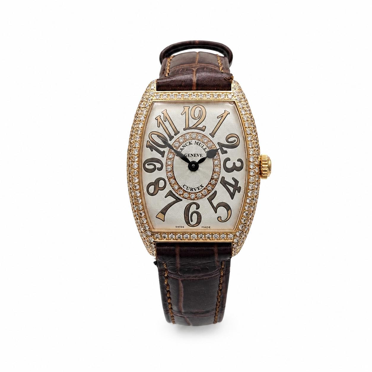 Franck Muller Cintree Curvex 29mm Diamond Rose Gold Quartz Watch 7502QZDCD1R