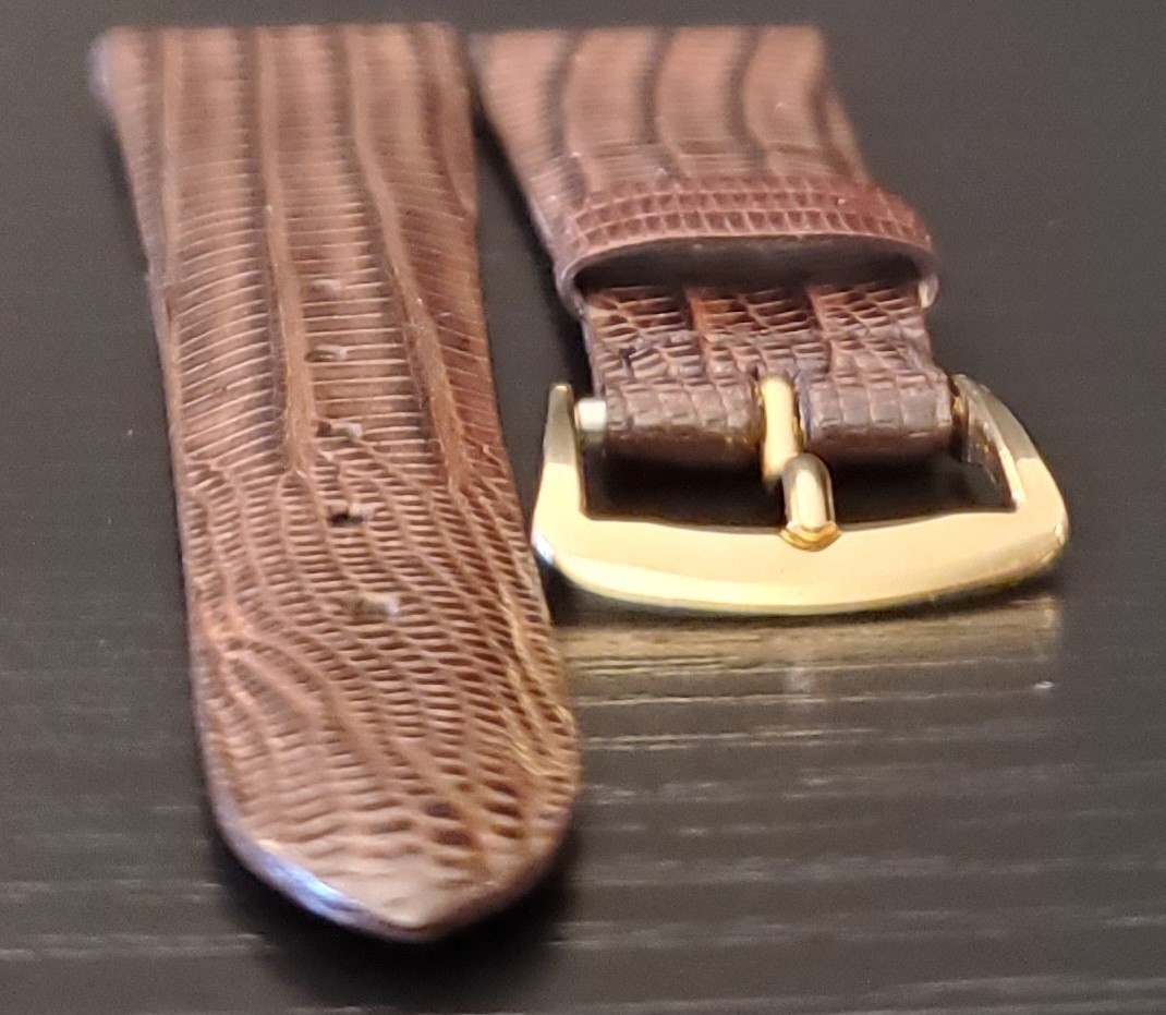 Vintage NOS 1960s 19mm Brown Genuine Teju Lizard Skin Short Watch Band