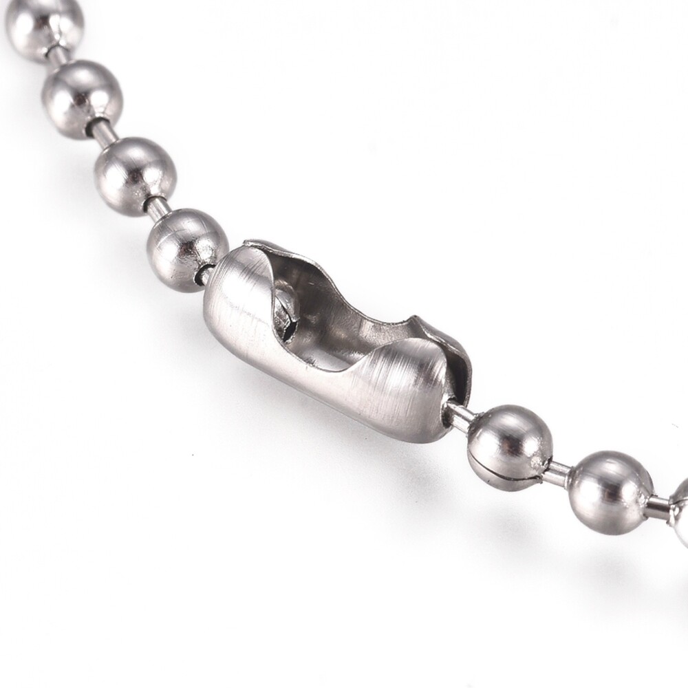 304 Stainless Steel Ball Chain Bracelet Tag Chain Silver 7.3″ Inches Z257