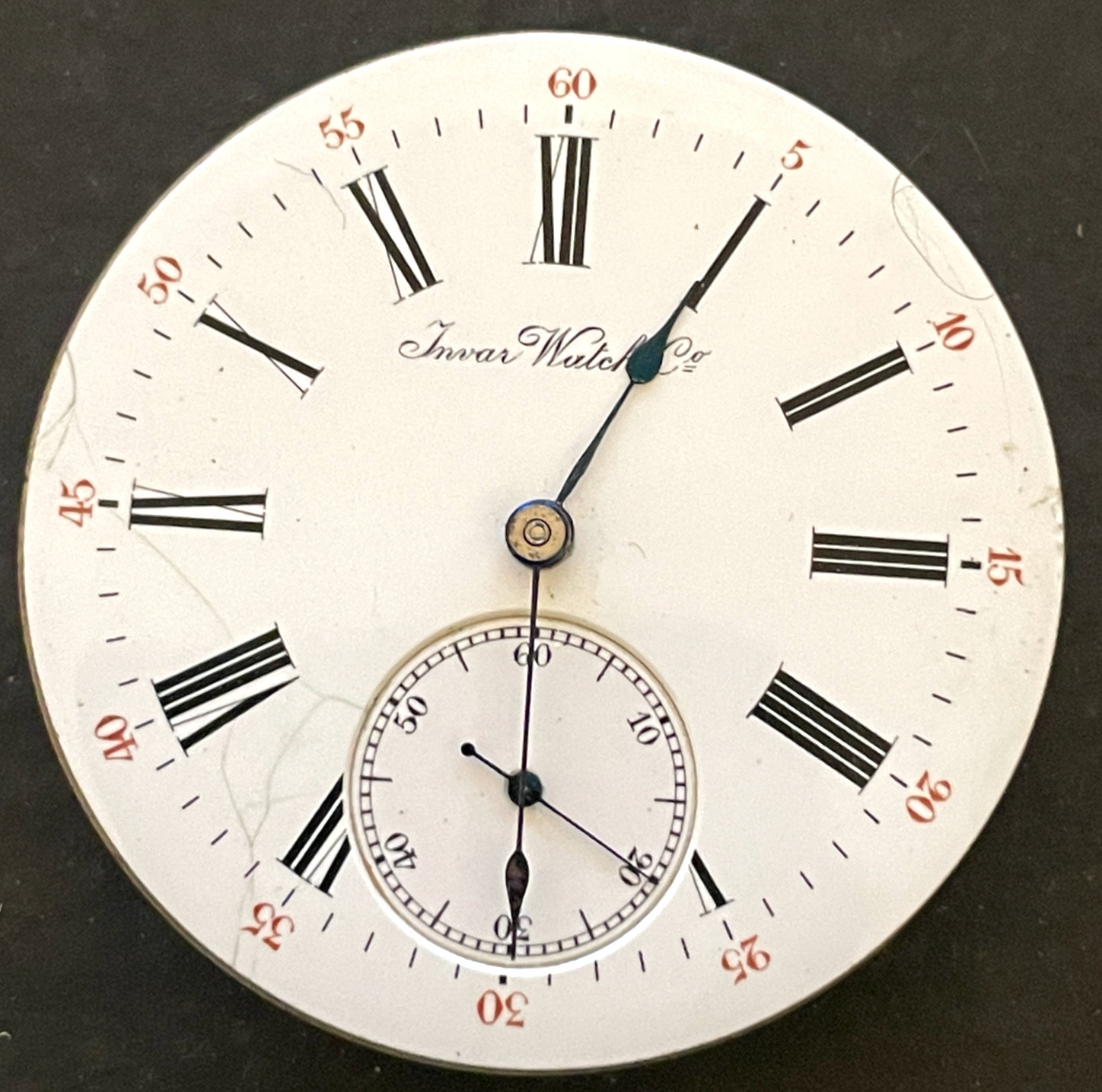 Antique Marlboro Pocket Watch Movement Running Ticks Balance 41.7mm 14s 7j Swiss