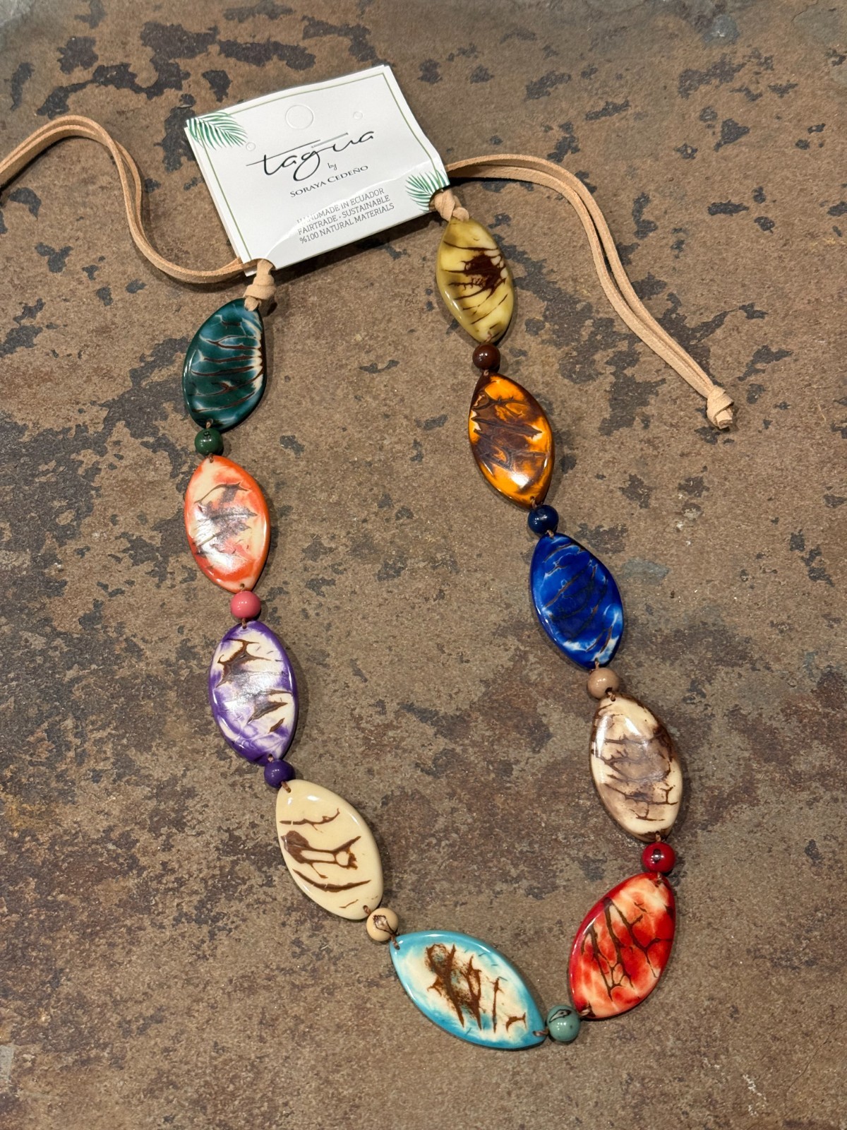 TAGUA NUT “GRANADA” NECKLACE ORGANIC ARTISAN HANDMADE BOHO STATEMENT JEWELRY NEW