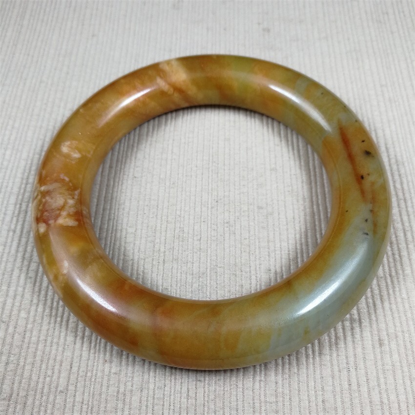 61MM China Ancient Red Green NATURAL HETIAN Jadeite Jade Bracelet Bangle