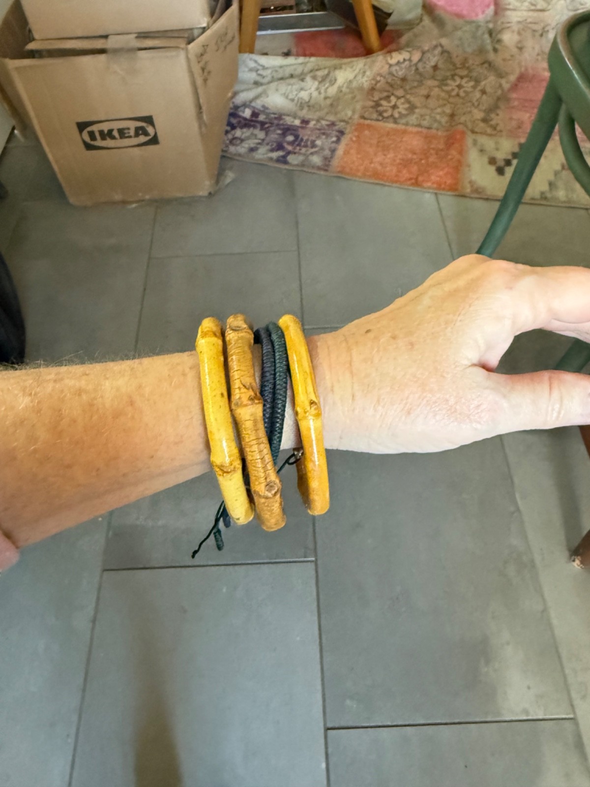 VINTAGE REAL NATURAL Bamboo Bangle Bracelets SET OF 3