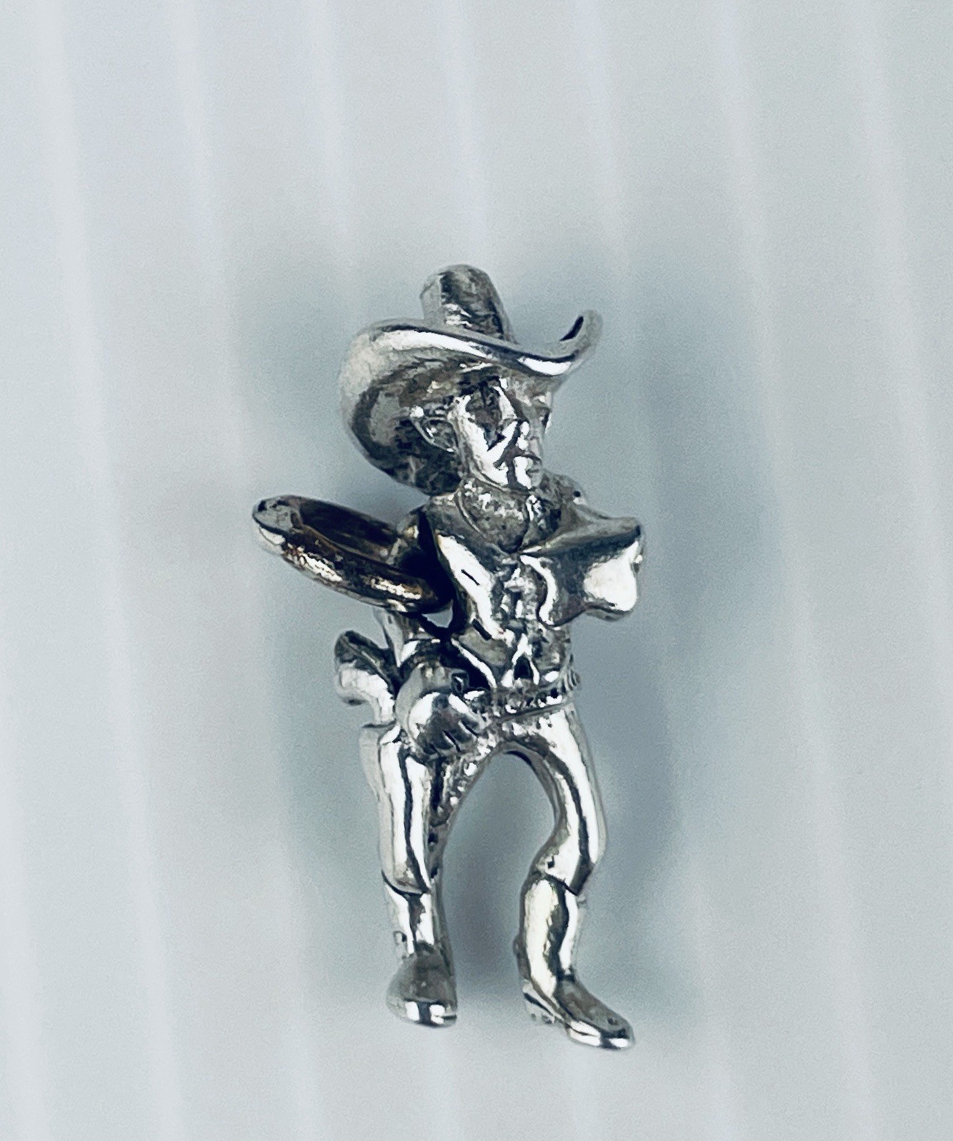 Sterling Silver SHERIFF BRACELET CHARM 3D Wild West (dimensions In Description)