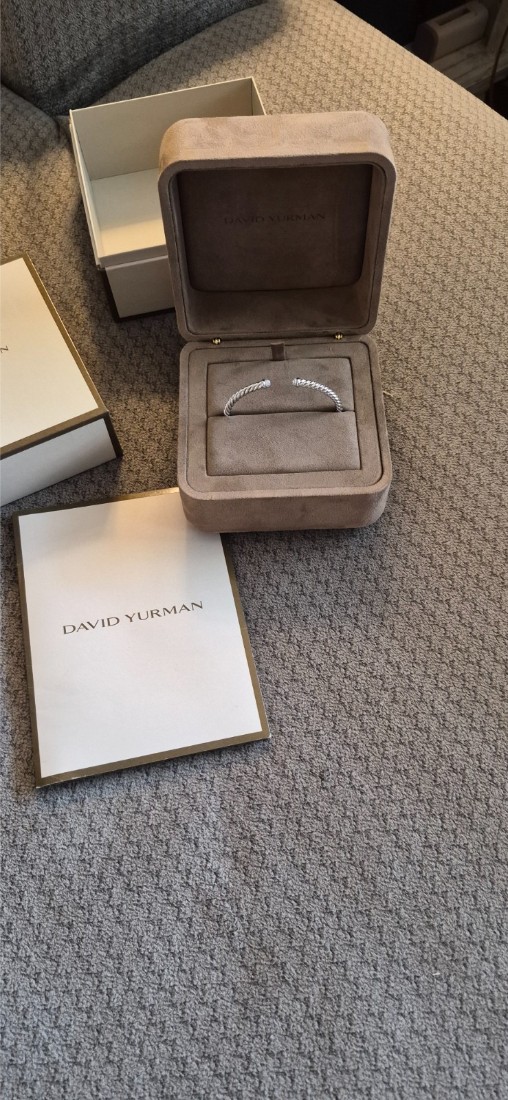 David Yurman 18k White Gold cable bracelet. With Mave’ diamonds