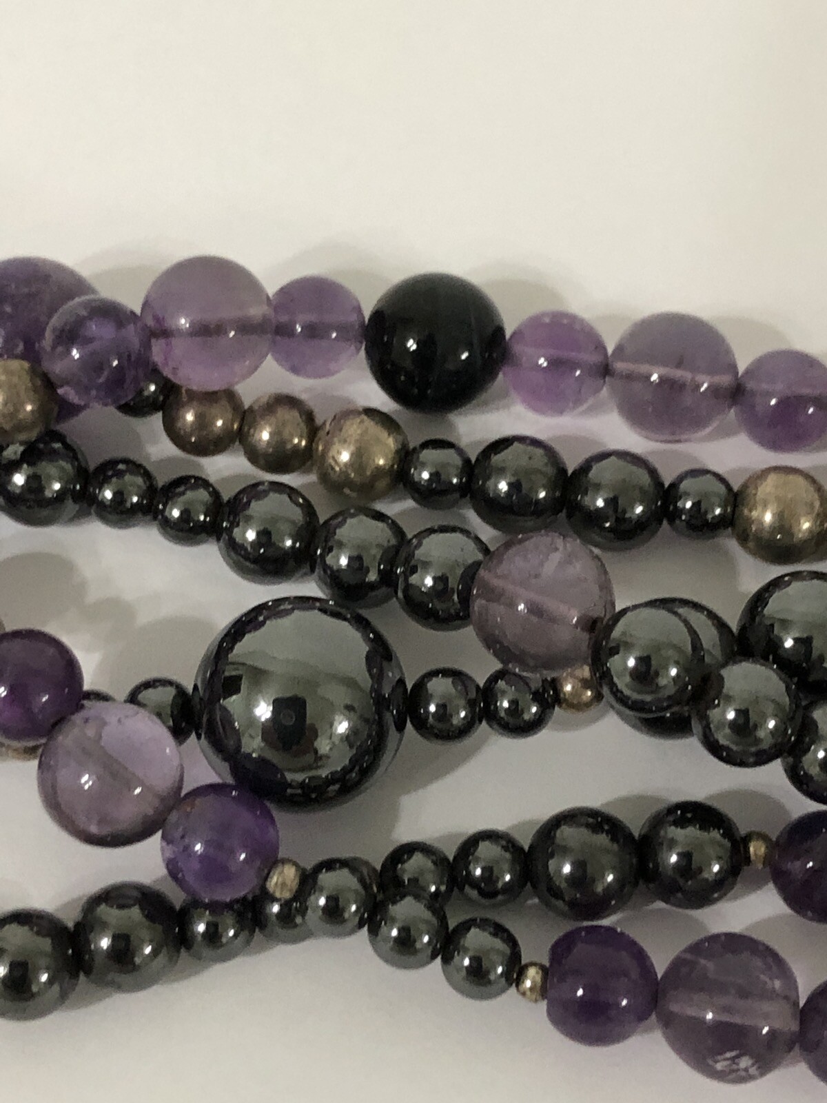 SUSAN CUMMINGS multi strand amethyst bead necklace/Choker statement piece Signed