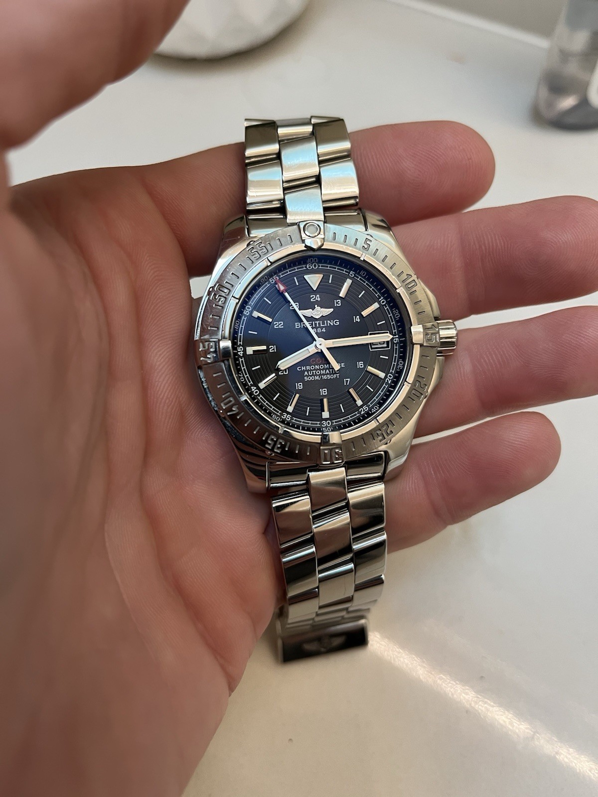 🔥🔥Breitling A17380 Swiss Chronometer Automatic Steel Black Dial Watch