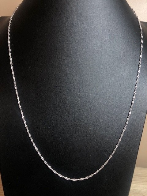 B4141 KA 177R Singapore Chain Necklace Twist Sterling Silver adjustable 3.6g 24″