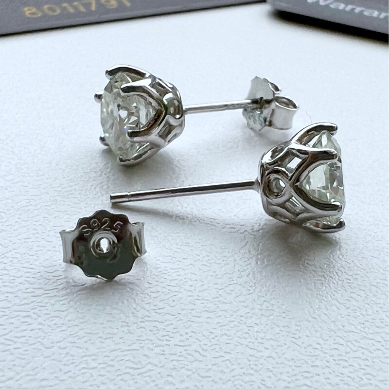 Mens Ladies Moissanite Stud Earrings 1ct 2ct VVS D GRA Certified 925 Silver