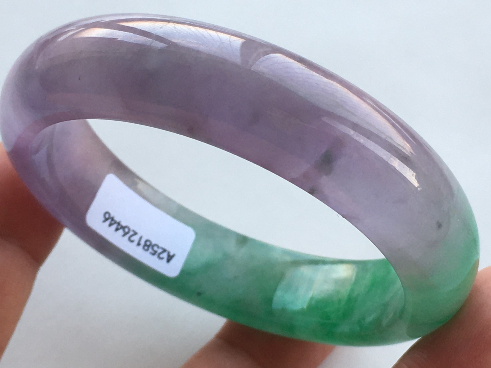 58mm Certified Nature Green/Purple Burmese Jade jadeite bracelets bangle 6446