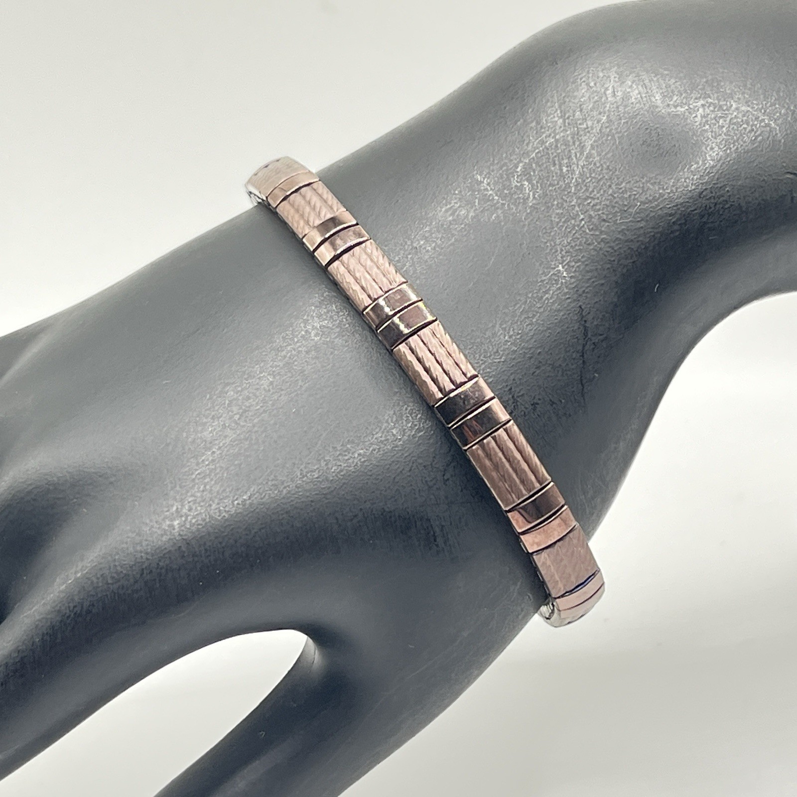 Milor Stainless Steel Panel Stretch Bangle Expansion Bracelet Bronze Tone 7.5”
