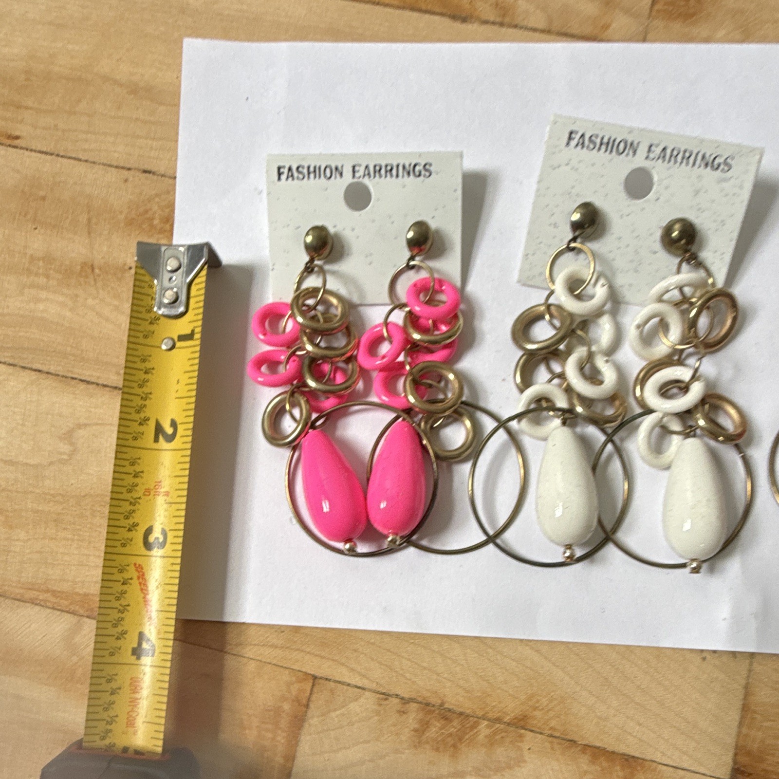 Multicolor Teardrop Dangle Earrings Lot of 3 Pairs Plastic Metal No Stone