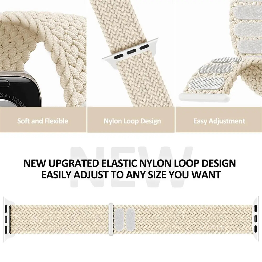 Braided Solo Loop For Apple watch Band 45/40/44/41/42/38/49mm Elastic Bracelet