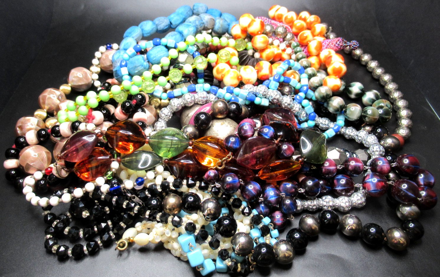 Huge Lot of Vintage Glass & Plastic Beaded Neckalce From European Estate!