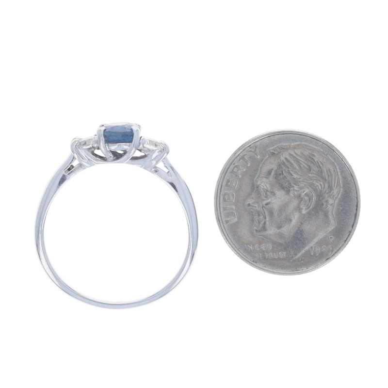 White Gold Sapphire Diamond Ring – 14k Oval 1.20ctw