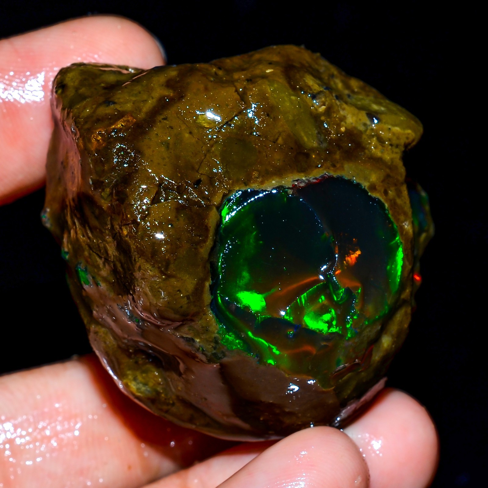 Opal Raw Gemstone Multi Fire Opal Crystal Rough Loose Gemstone 42X36X28mm 200 Ct