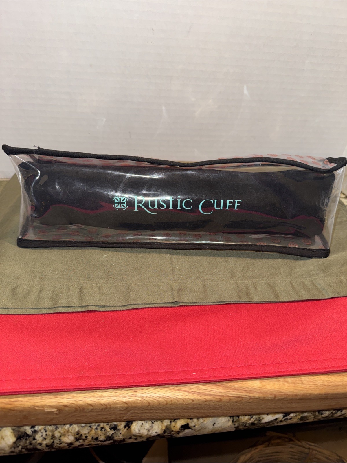 Rustic Cuff Bracelet Travel Case Clear Vinyl Zip Pouch Velvet Pillow