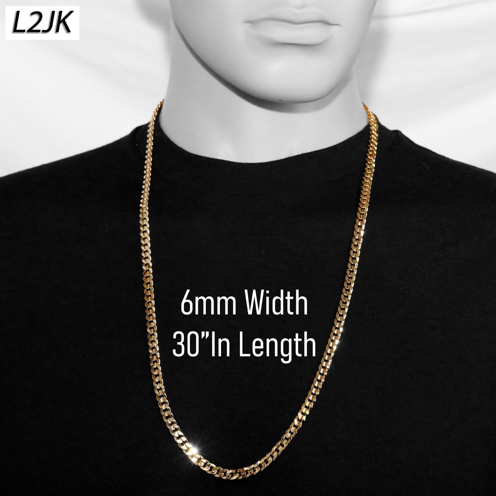 Concave Cuban Link Chain 6mm, 8mm & 10mm 30″ 14K Gold Plated Hip Hop Fashion