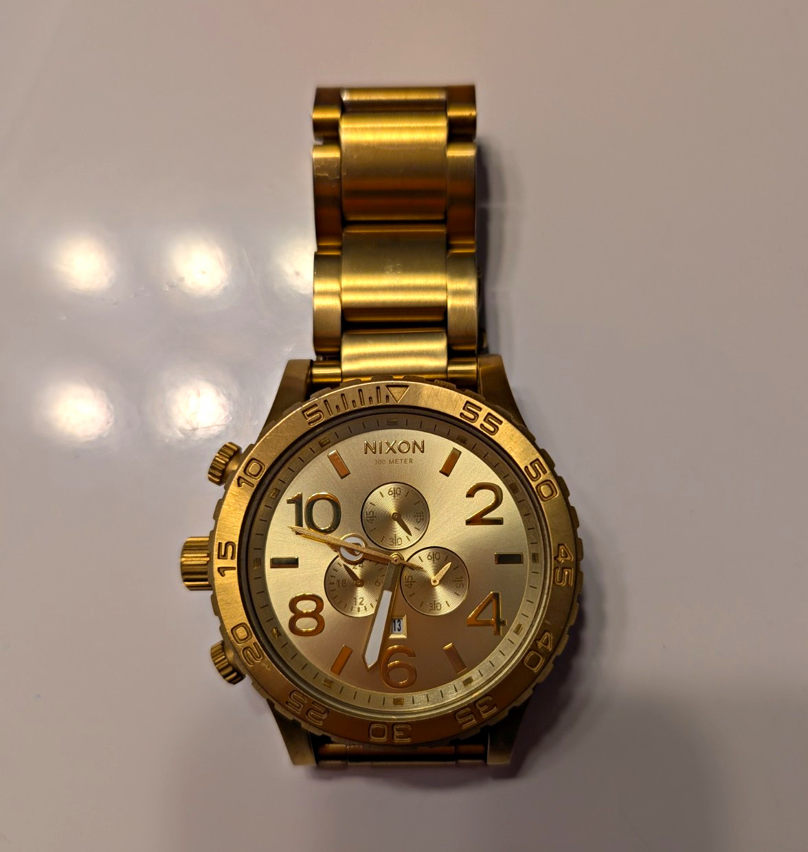 Nixon 51-30 Chrono 51mm Gold Tone Quartz Chronograph Date 300m Watch