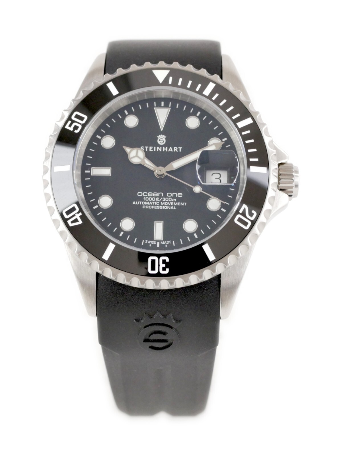 Steinhart Ocean One 39 Black Ceramic Automatic Swiss Dive Watch 103-0981 Slicone