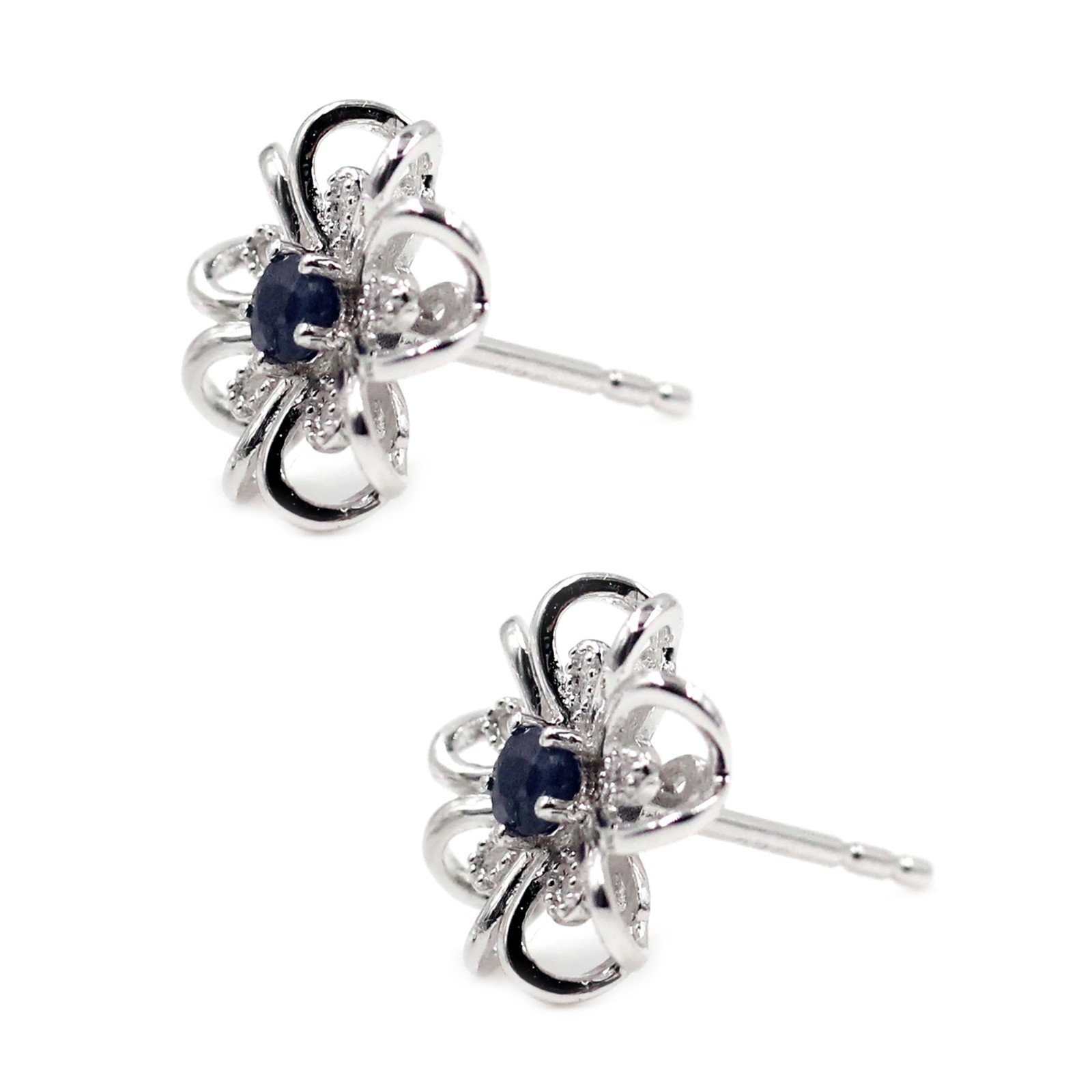 925 Sterling Silver Flower 3 mm Round Choose Multi Gemstone Stud Earring.
