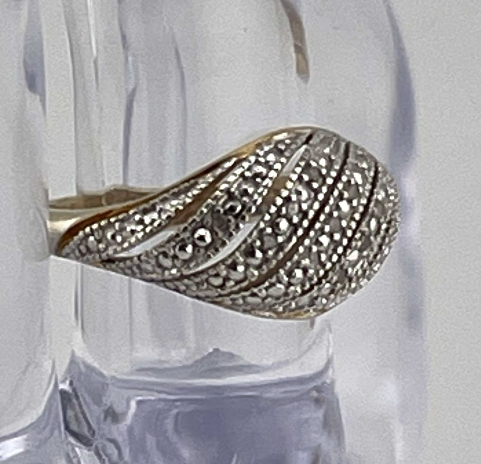 VINTAGE NVC RING Gold on 925 Sterling Silver w/Pave CZ’s/Size 7/weight 3.2grams