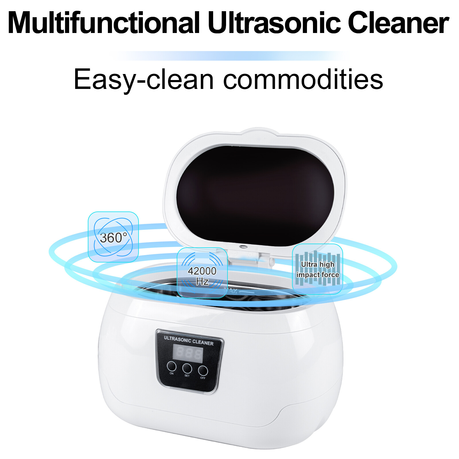 Uten Ultrasonic Jewelry Cleaner Digital Sonic Cleaning Equipment 600ml 40000Hz