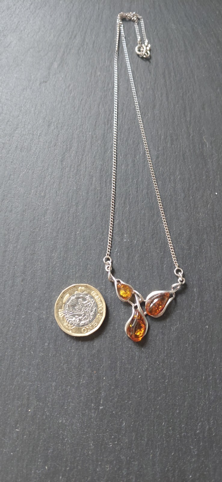 Vintage 1976 925 Sterling Silver & Baltic Amber Necklace and Earrings