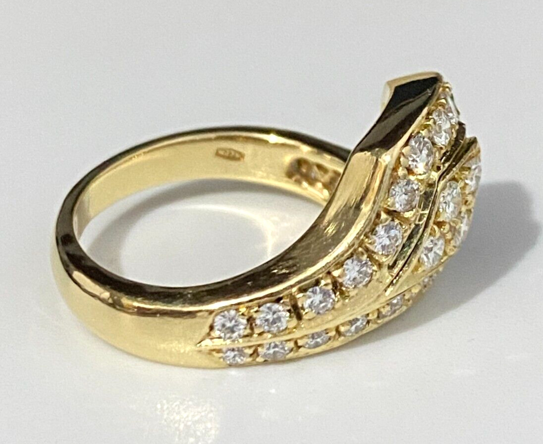 18K Yellow Gold & 0.90CT Diamond Snake Ring Size L 1/2 – 5 7/8