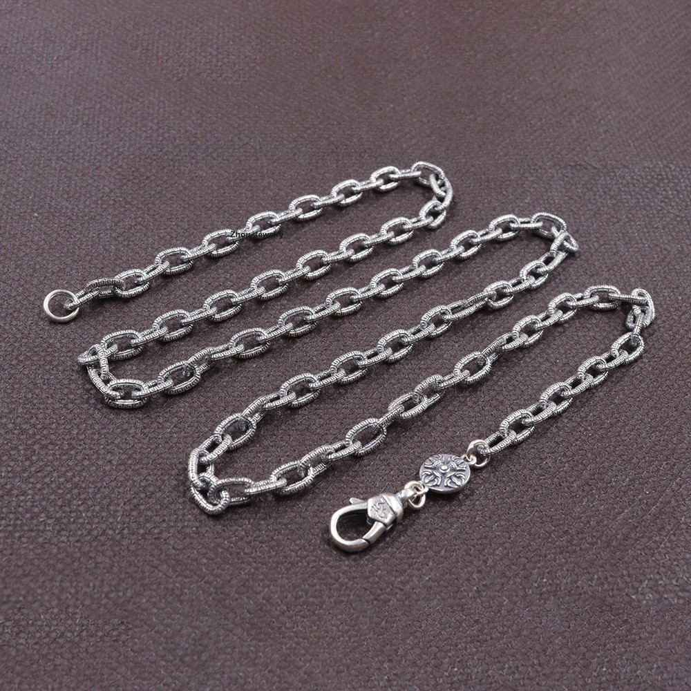 Real 925 Sterling Silver 5mm Cable Link Chain Necklace 23.6inch Fine Jewelry