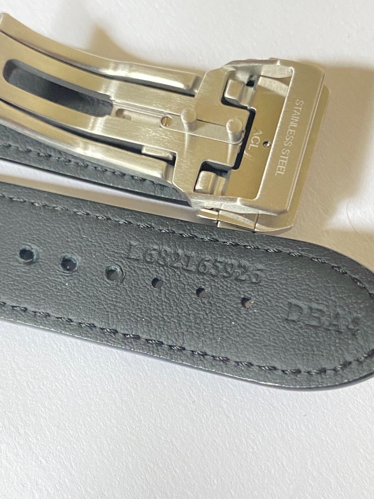 22-18 mm mm black easy fit leather strap with deployment buckle for Longines