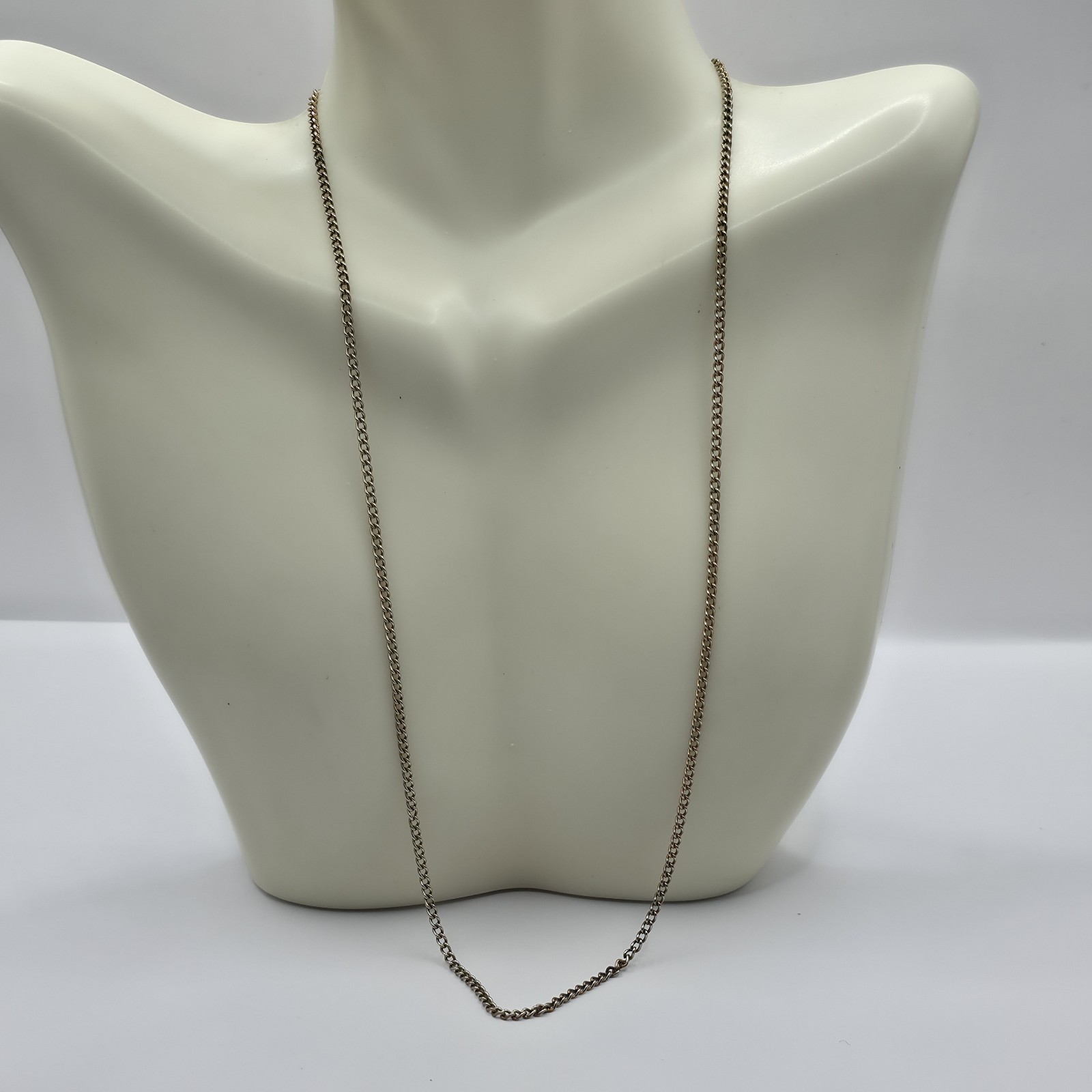 Delicate Goldtone Curb Chian Necklace 16″ Wear Alone or w/ Pendant -Not Included
