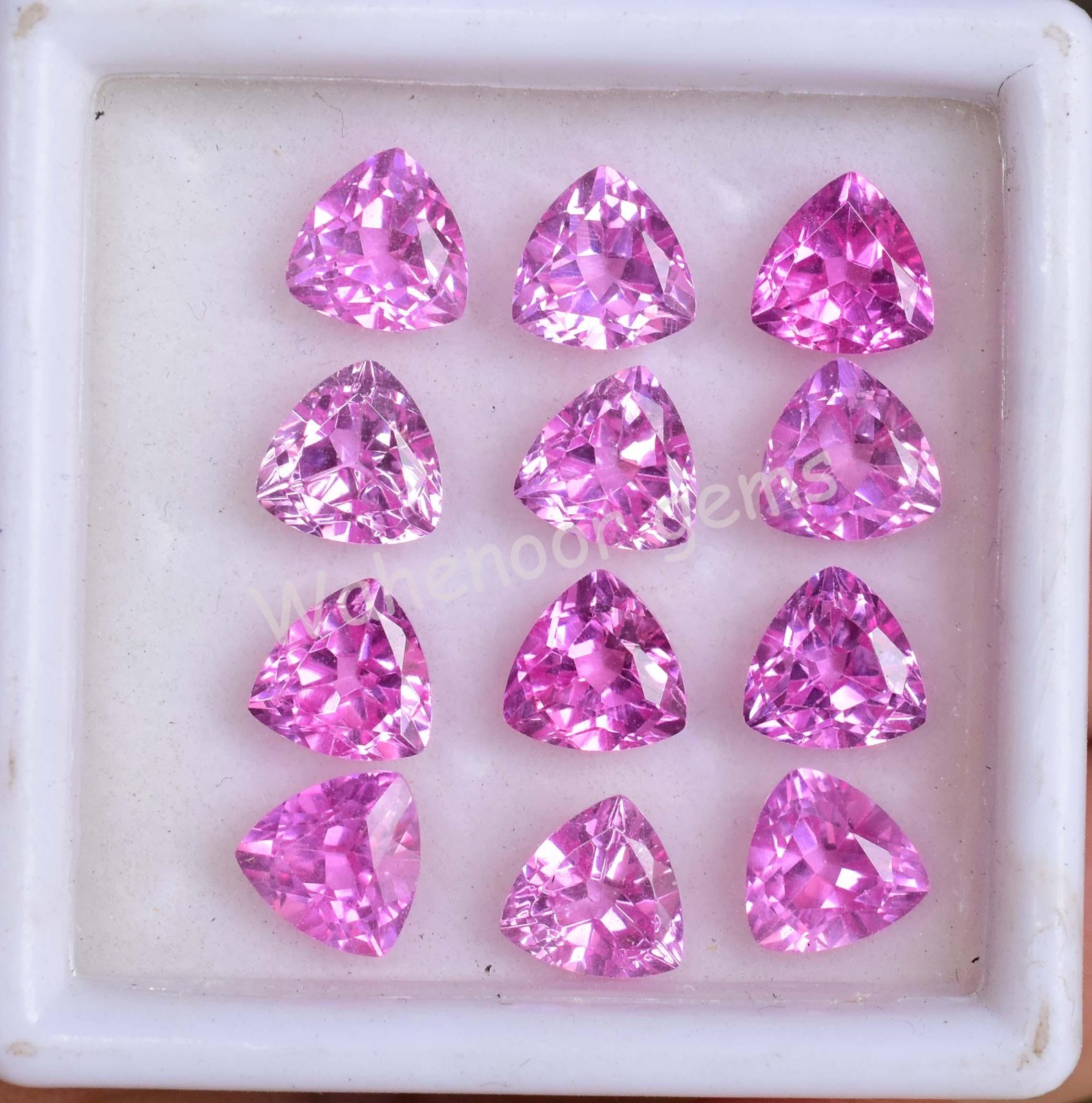 12 Pcs Natural Pink Mogok Ruby 6.90 MM Trillion Certified Loose Gemstone