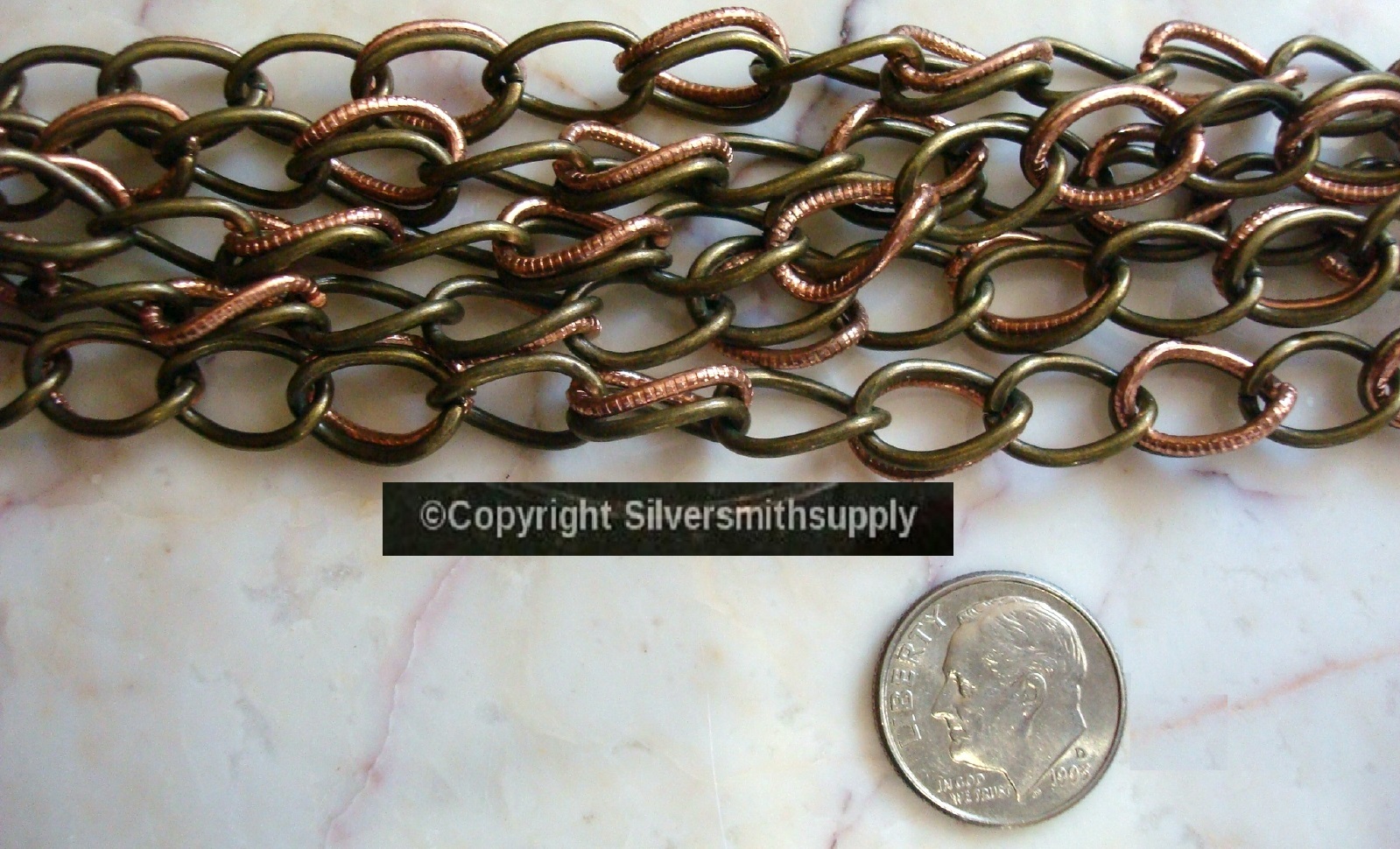 Chain for purse 3′ Bronze hammered copper large cable chain 3 links per in CH120