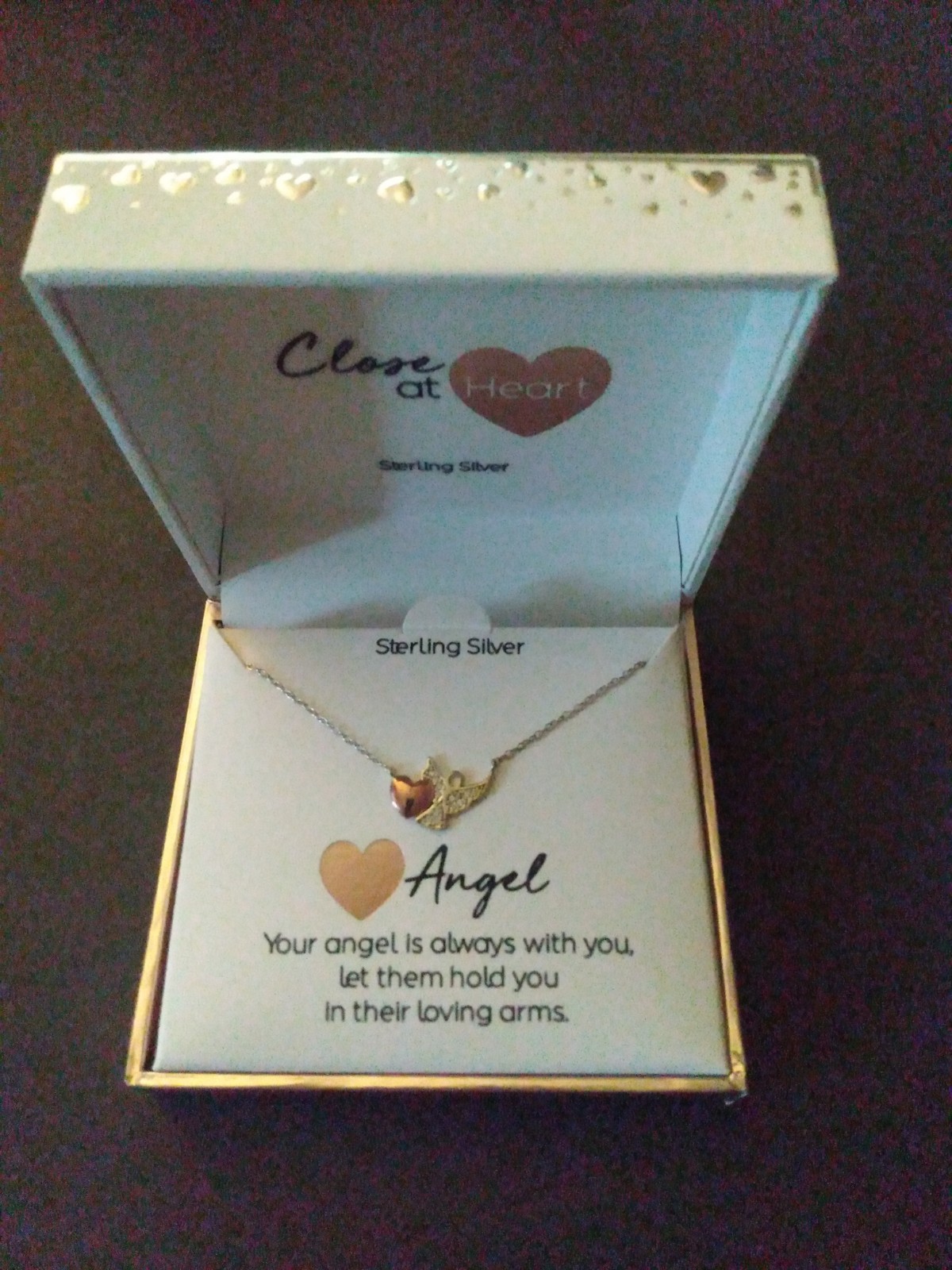 Close At Heart “Angel with Heart” Silver Sterling 16+2″ Necklace New In Box