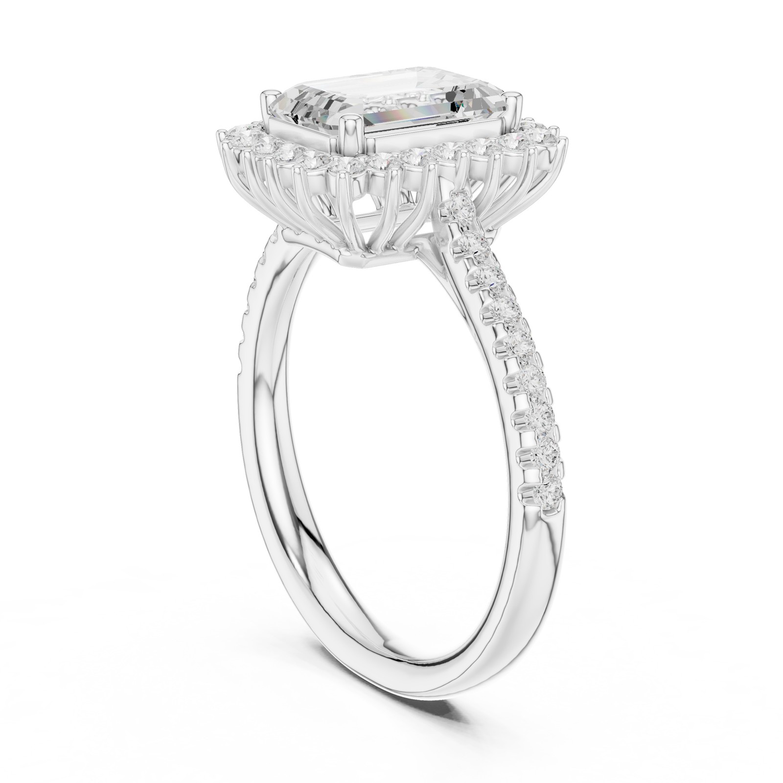 Certified Emerald Cut 2.3 Ct Lab Grown Diamond Engagement Ring 14K Gold Over