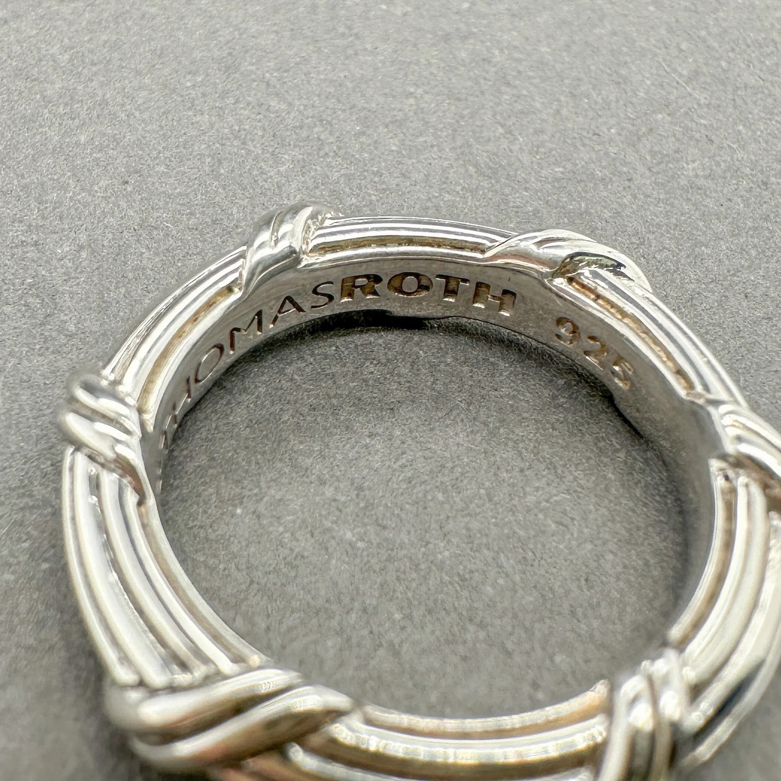 Estate Peter Thomas Roth Sterling Silver Ribbon & Reed Ring