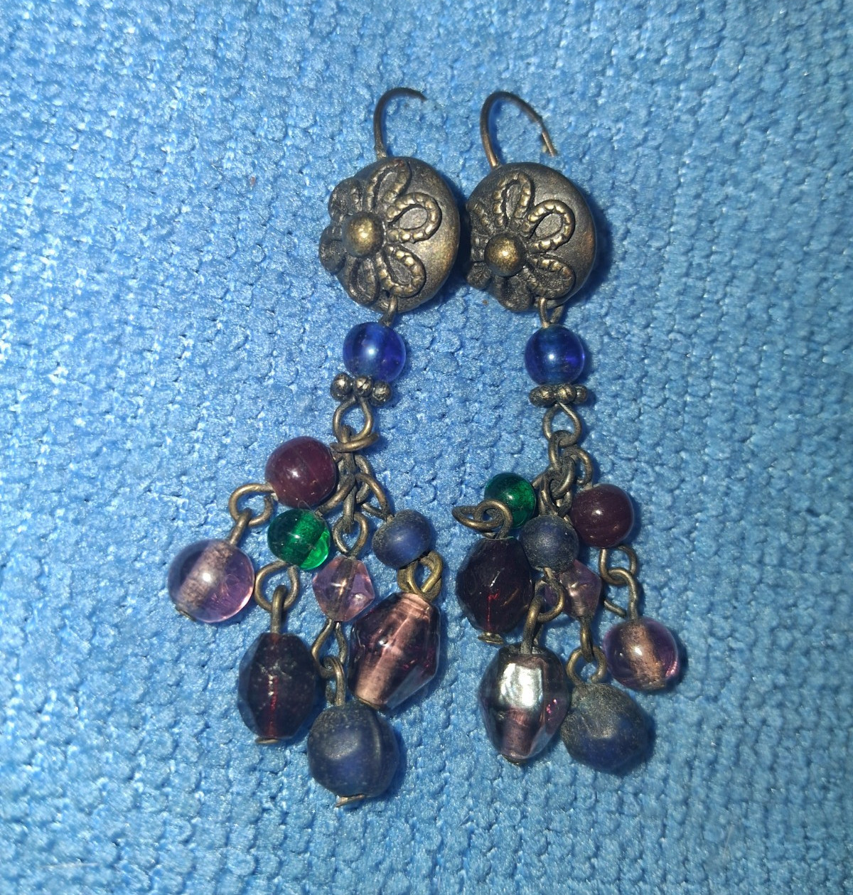 Handcrafted Multicolor Round Glass Bead Dangle/Drop Hook Earrings