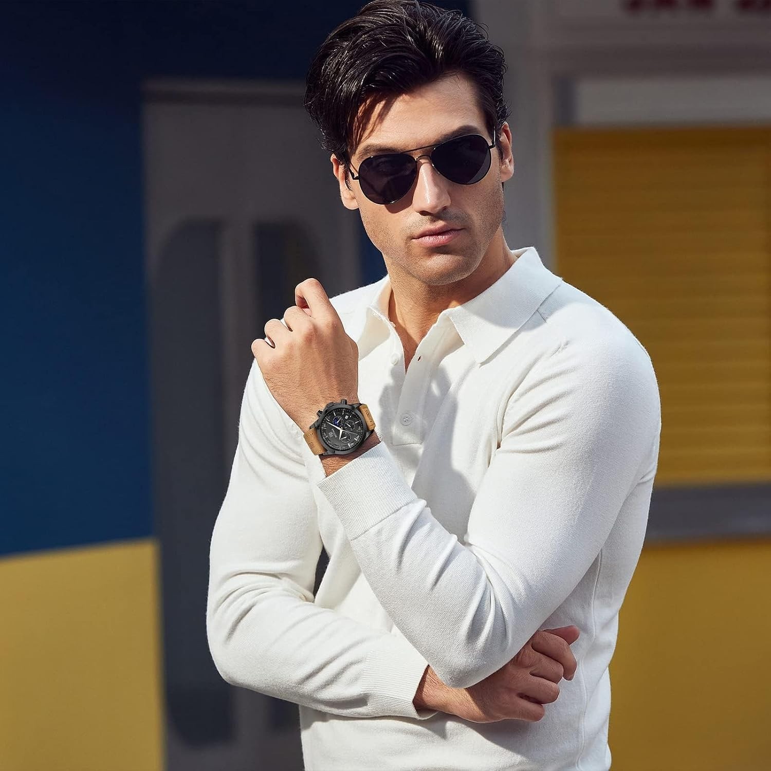 Stylish Men’s Black Dial Chronograph Watch – Bracelet for Casual & Business Wear