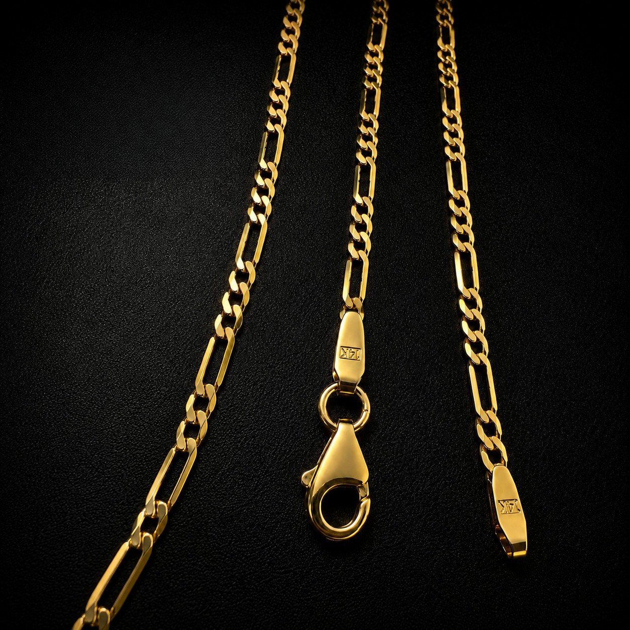 14K Solid Gold Diamond Cut Figaro Chain 2mm Necklace 18″ – 24″ Italian Gold