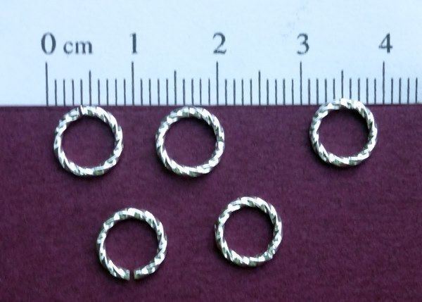 50 Silver Plated Open Jump Rings Fancy Twisted Design 8mm 16 gauge (Brass)