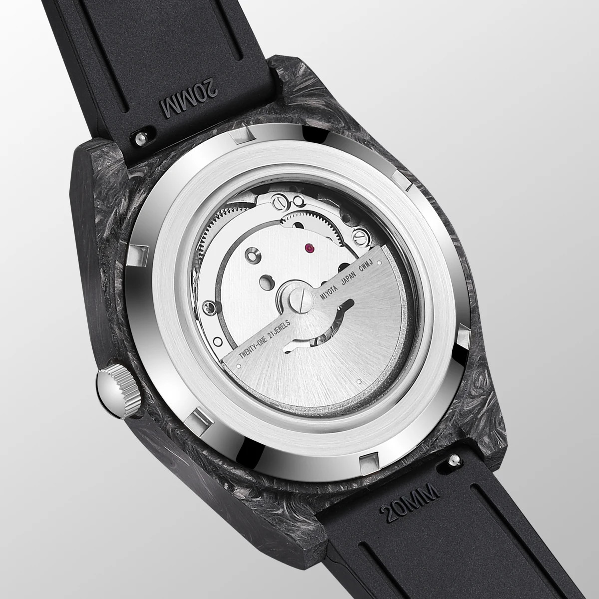 Carbon Fiber Luminous 40mm Automatic Diver Watch 100m Waterproof Miyota 8215