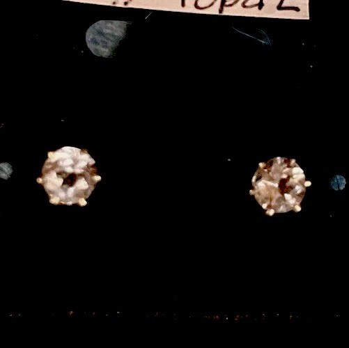 14k Gold Filled 4mm Sparkling White Topaz Stud Earrings