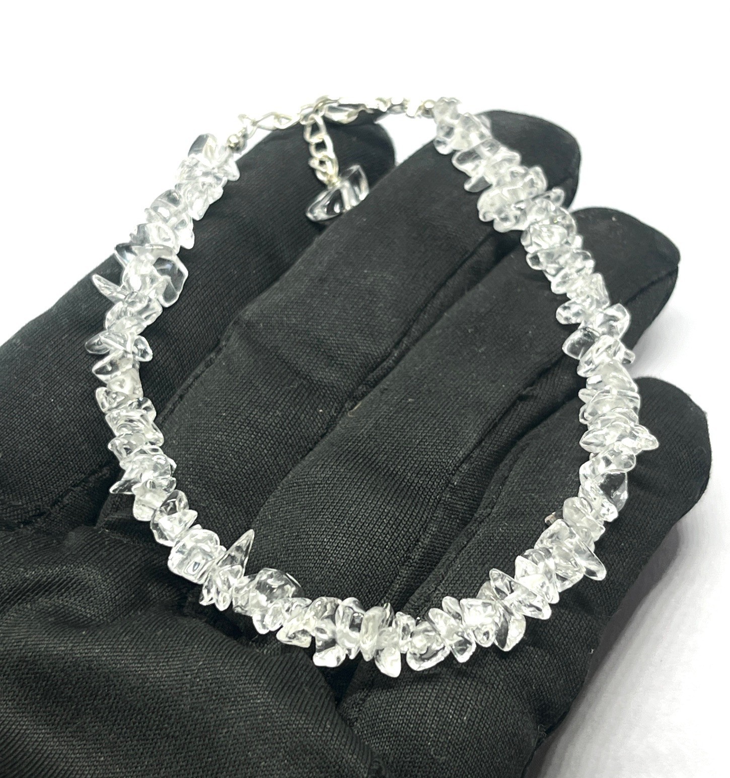 Crystal Quartz Gemstone Chip Beaded Handmade Bracelet Jewelry, 7.0 Inch Adjs