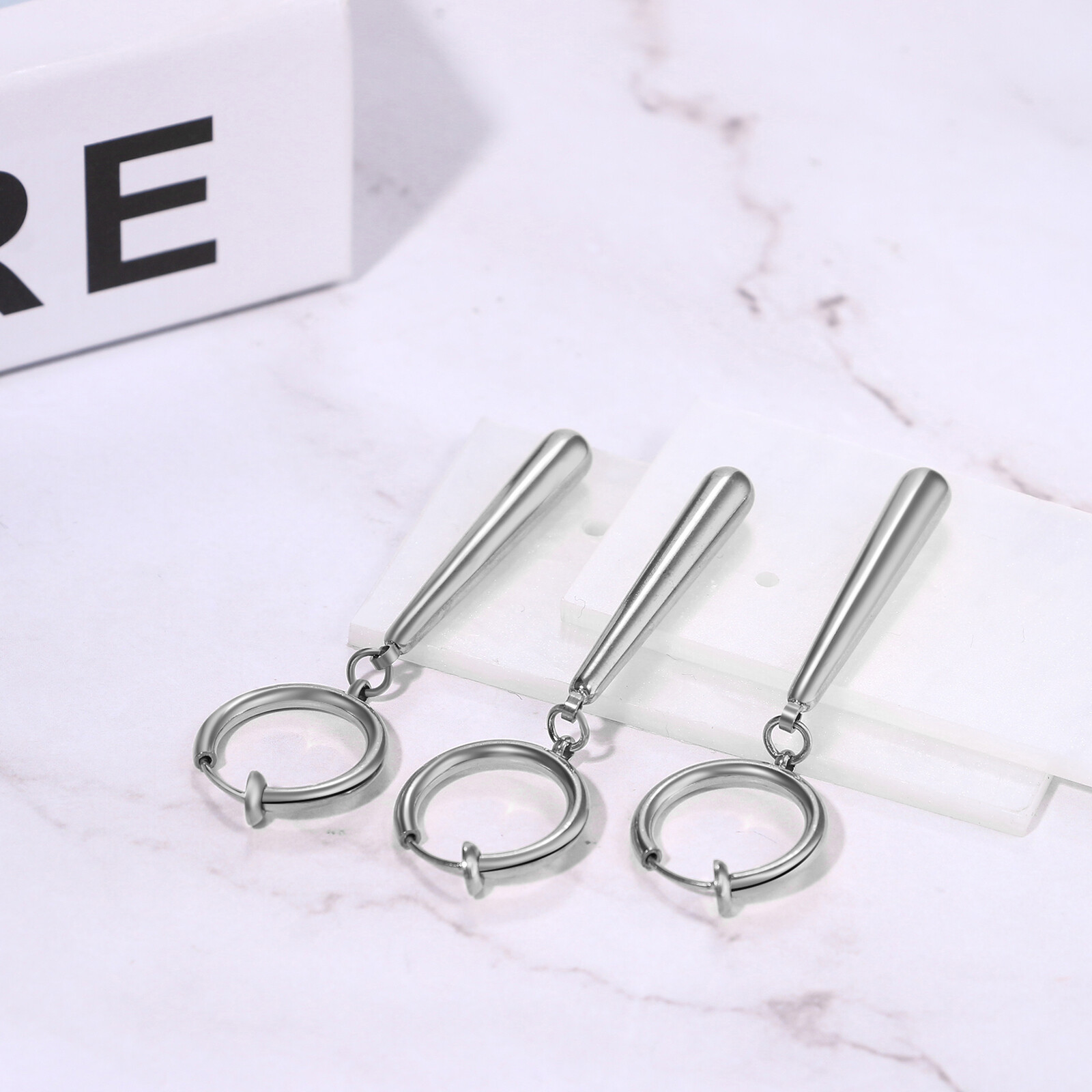 3 Piece Zoro Stainless Steel Anime Cosplay Lover Long Bar Dangle Clip-on Earring