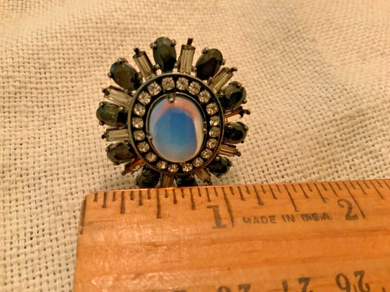 Juicy Couture faux Opal ring starburst y2k Statement adjustable Size 6 to 10